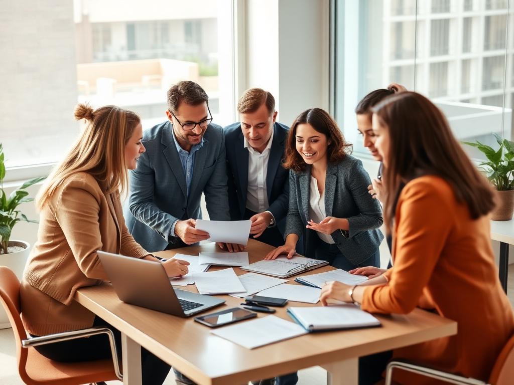 Équipe collaborant sur une stratégie de financement